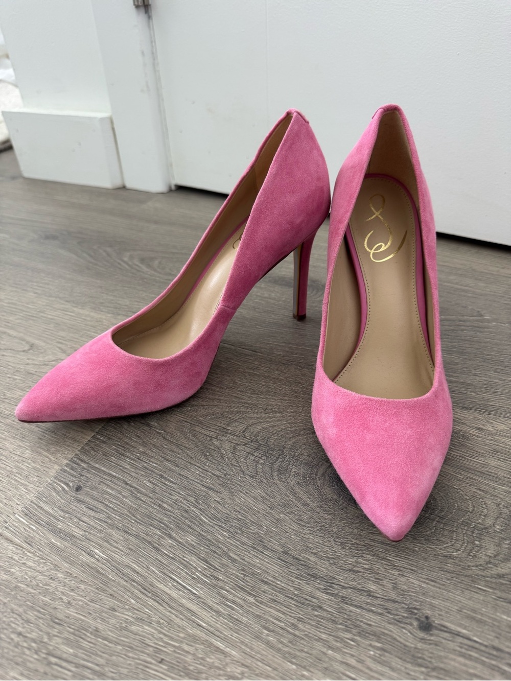 Sam Edelman Pink Suede Pointed-Toe Pumps - Picture 2 of 4